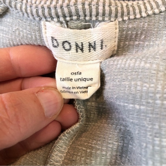 Donni open front long lightweight jersey sweater engineer stripe pockets OS - Picture 6 of 8